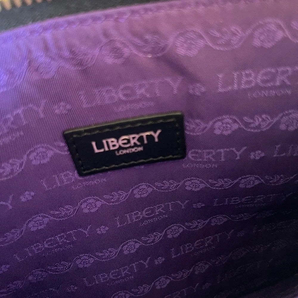 Liberty of London Black and Blue Clutch with Multicolor Paisley Initial - Picture 6 of 6